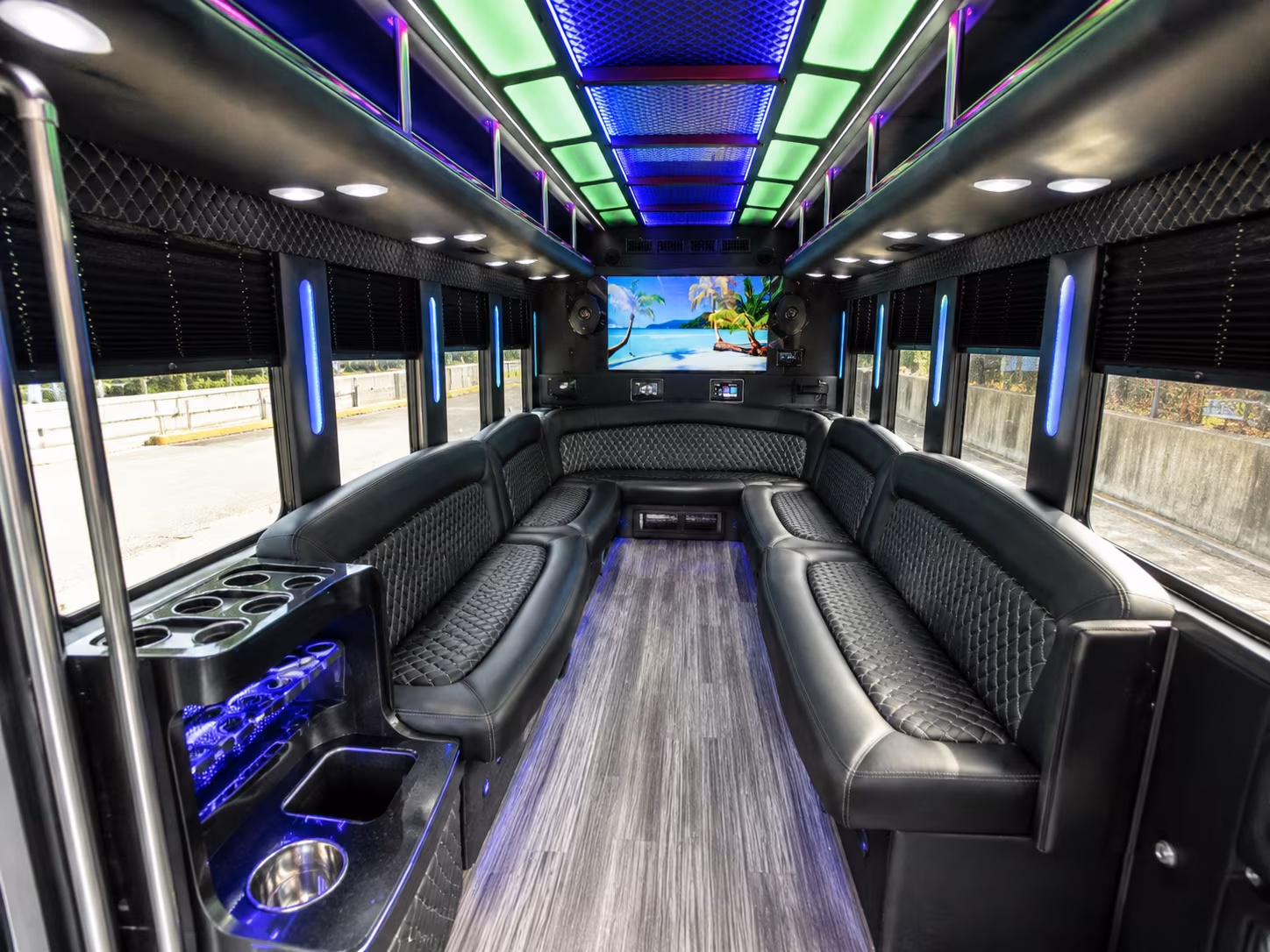 springfield 18 passenger party bus inside