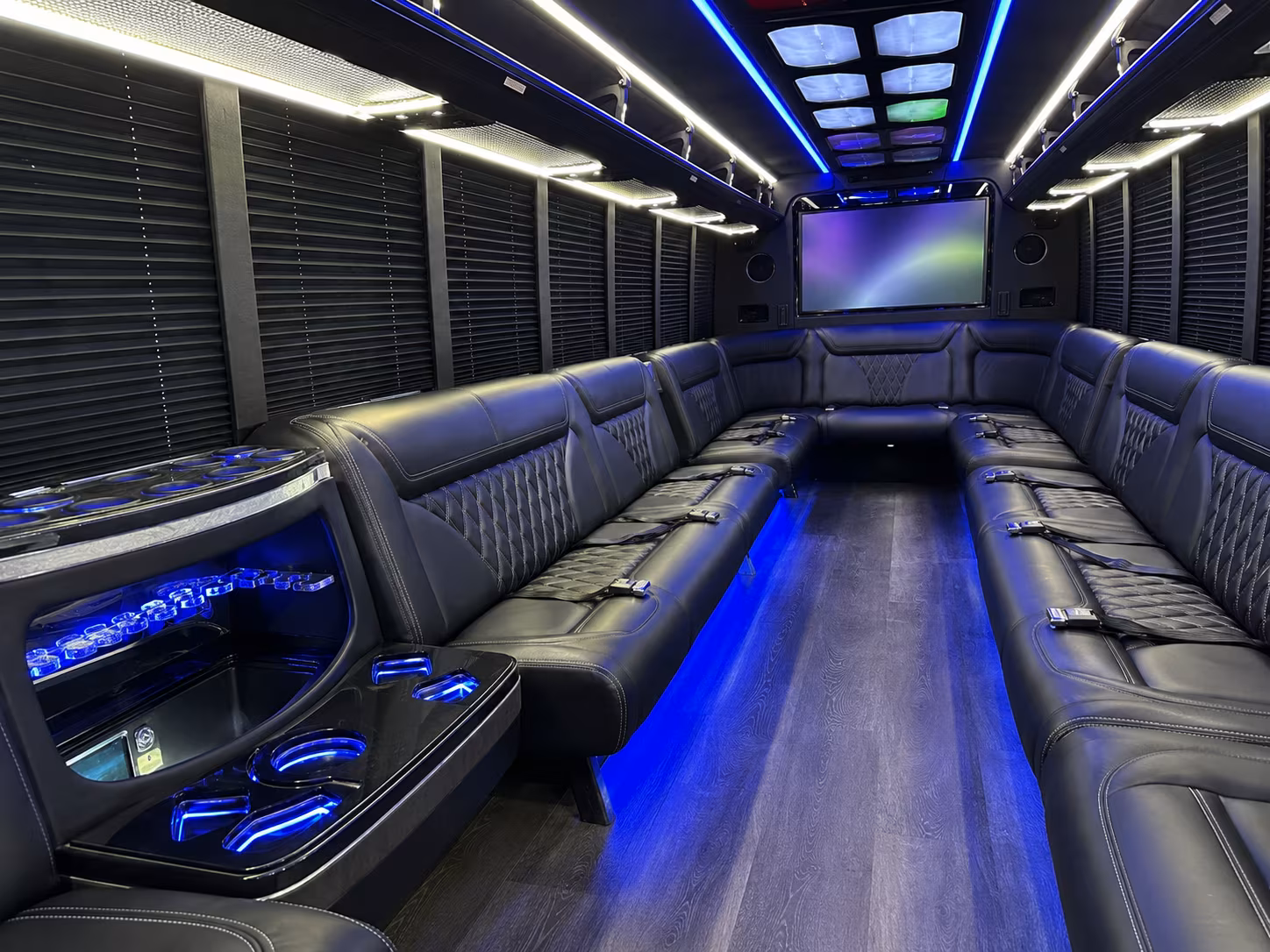 springfield 20 passenger party bus inside