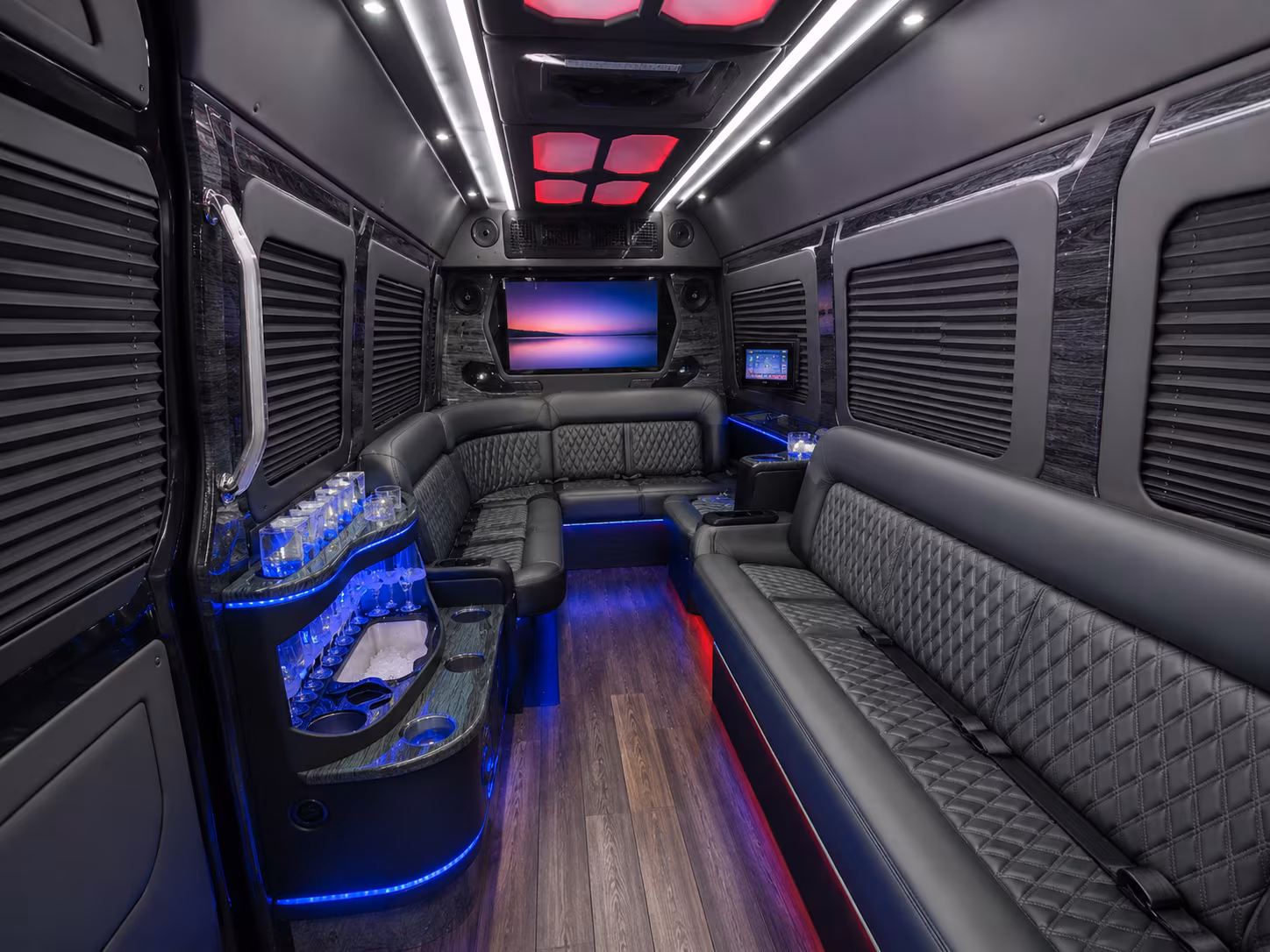 springfield 30 passenger party bus inside