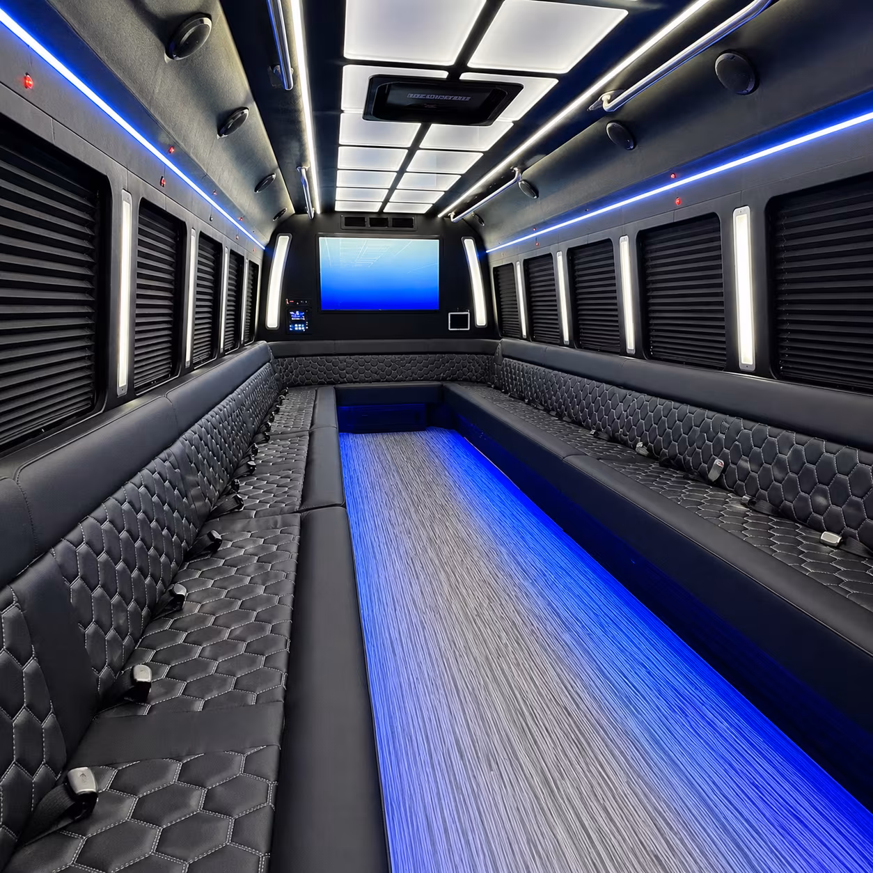 springfield 50 passenger party bus inside